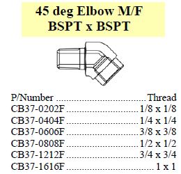 Elbow 45 M/F BSPT x BSPT