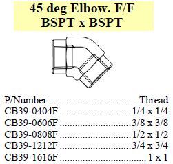Elbow 45 F/F BSPT x BSPT