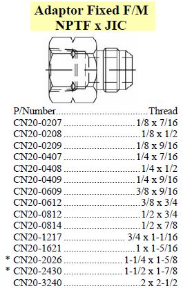 Adaptor FF/M NPTF x JIC