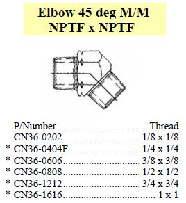 Elbow 45 M/M NPTF x NPTF