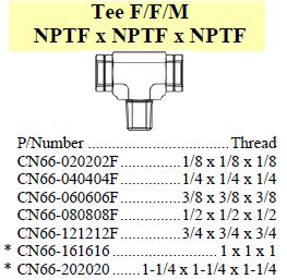 Tee F/F/M NPTF x NPTF x NPTF