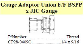 Adaptor Gauge F/F BSPP x JIC Gauge