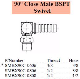 S Series BSPT 90 Close Swivel Male
