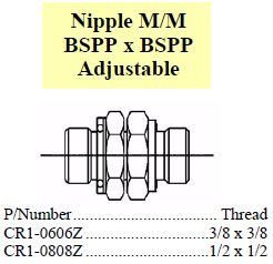Nipple BSPP x BSPP Encapsulated/Adjustable