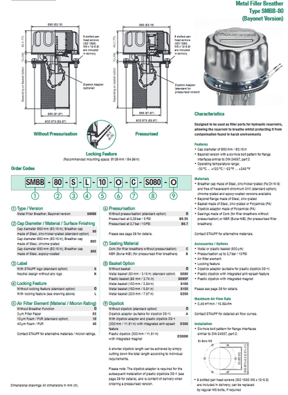 SMBB Series Bayonet Metal Filler Breathers