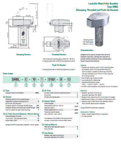 SMBL Series Lockable Metal Filler Breathers